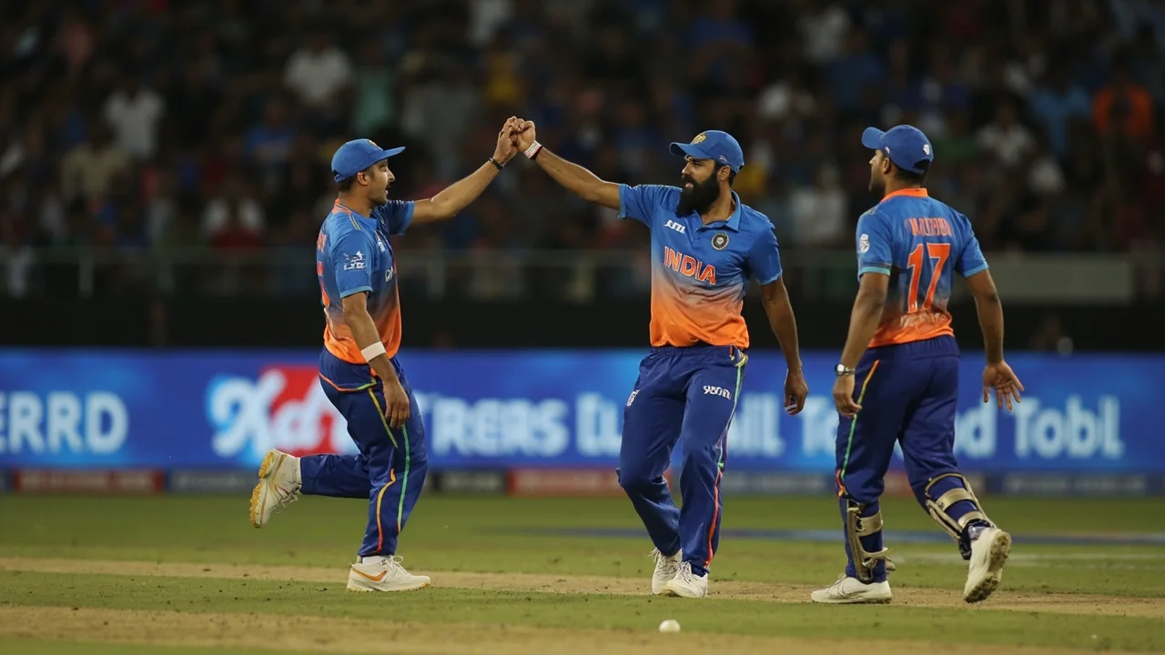 Fielding side and batters at the crease during a T20 match at an associate venue